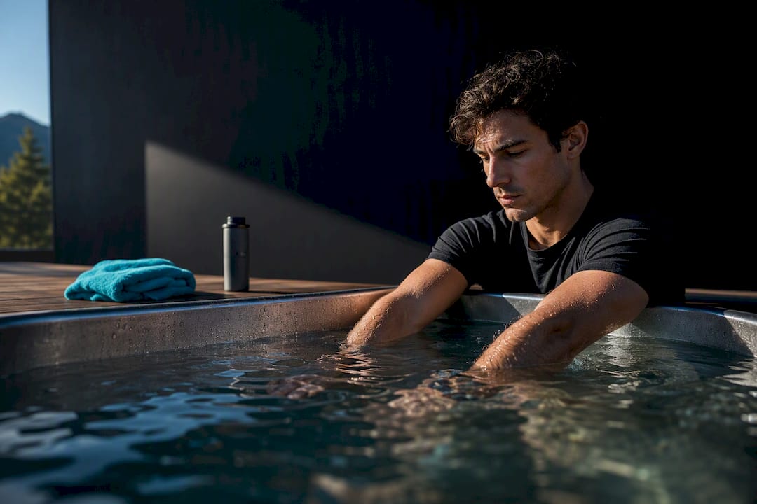 Person beginning cold water immersion